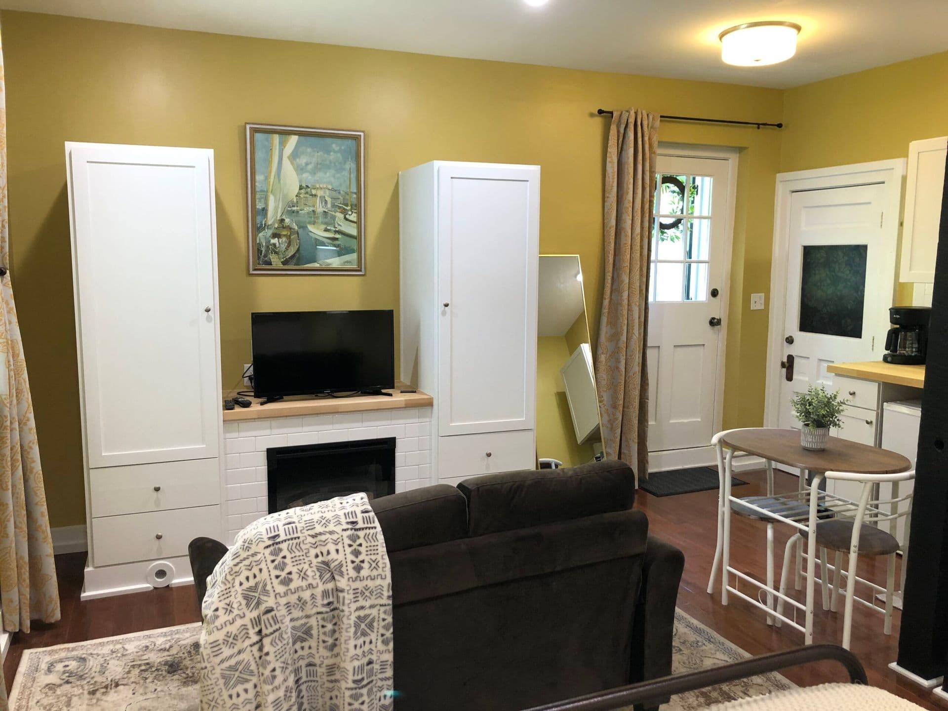 Garden TV and electric fireplace
